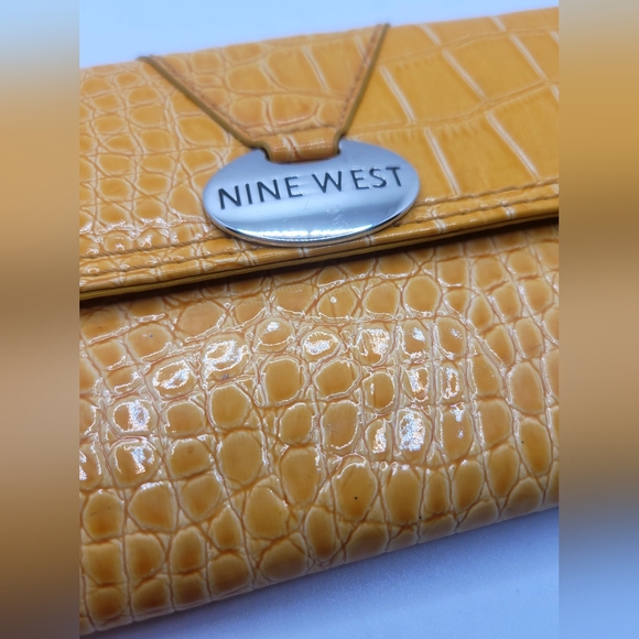 Nine West Yellow Croc-Embossed Clutch - Picture 4 of 9